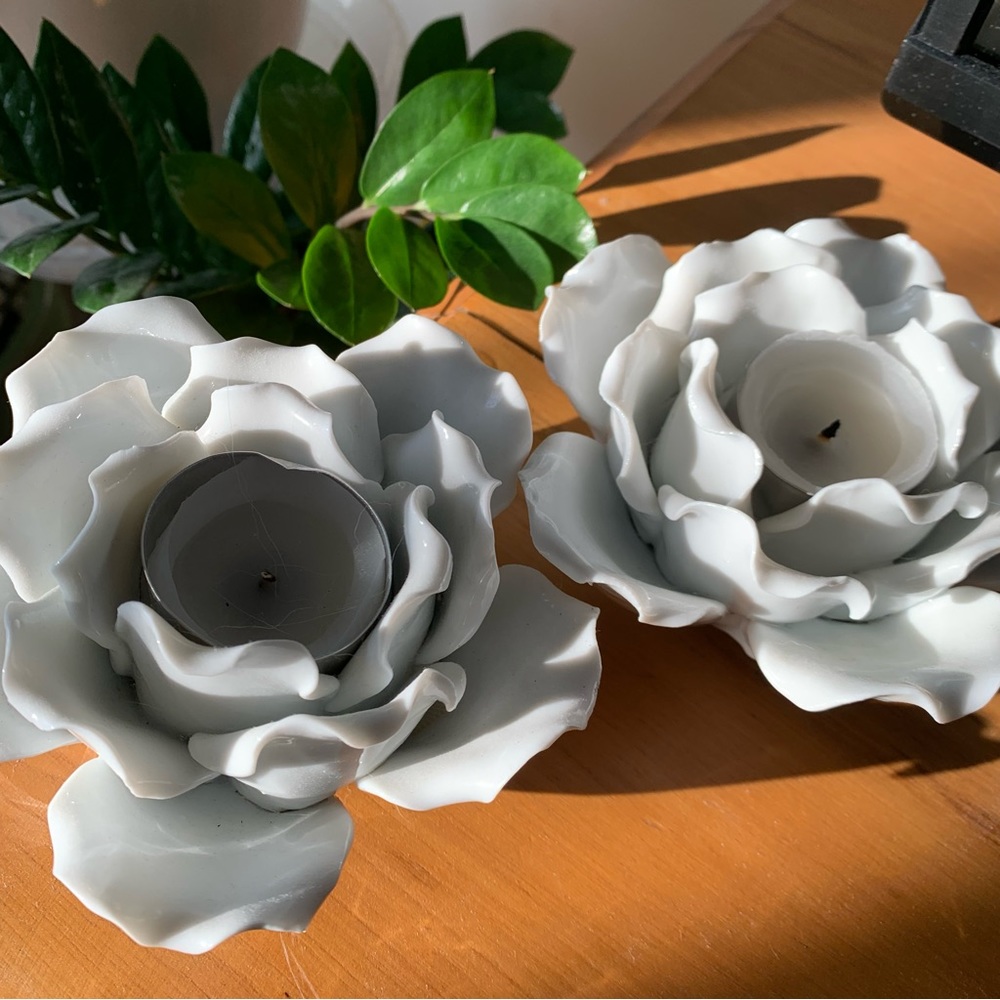 Indigo Floral Candles